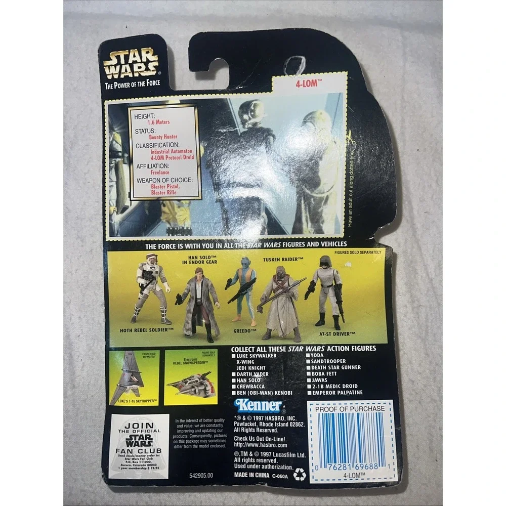 4-Lom Hasbro Star Wars 1997 Power‎ Of The Force Green Card Action Figure 4-Lom